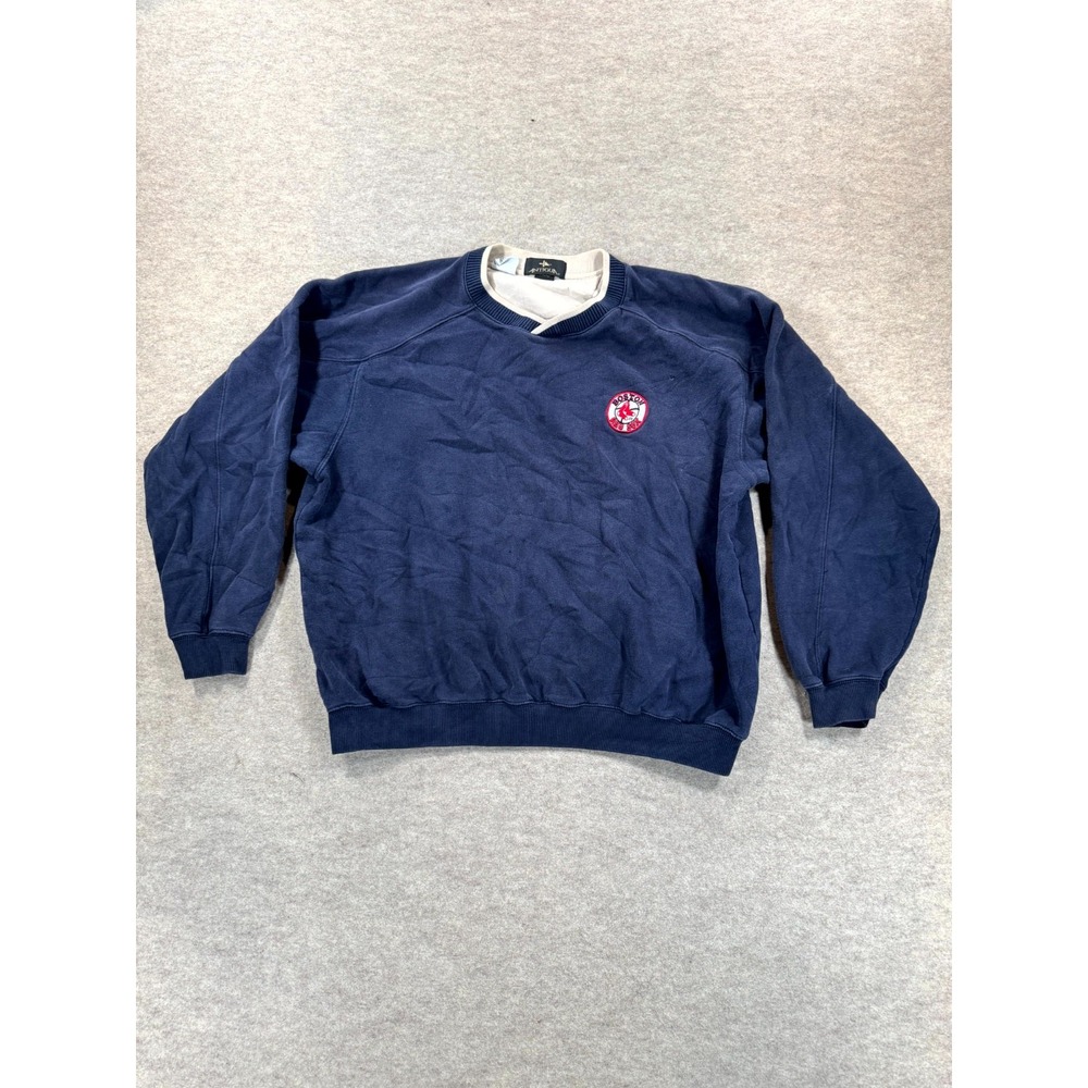 Antigua Boston Red Sox Baseball Sweatshirt Mens Large Navy Blue Long Sleeve